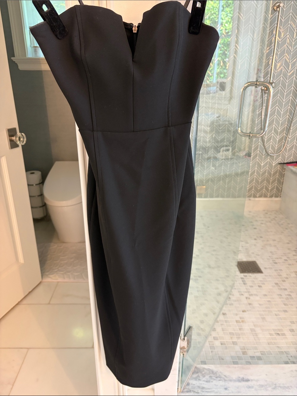 Veronica Beard Black Strapless Sheath Dress